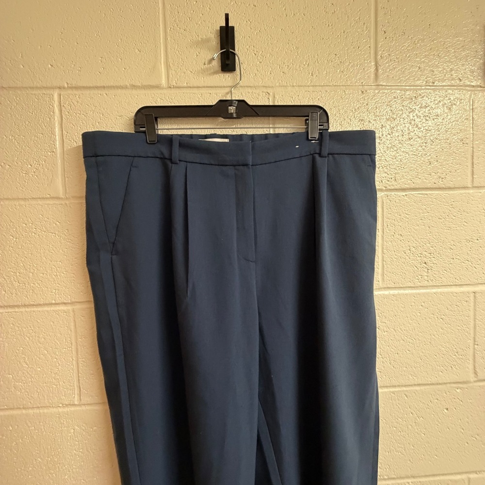 Abercrombie & Fitch Women A&F Sloane Tailored Pant 35 Navy Blue Pleated Trousers